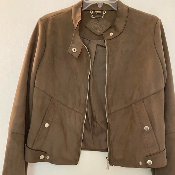 JouJou suede jacket, brown, size Large. Fully lined. - Picture 2 of 13